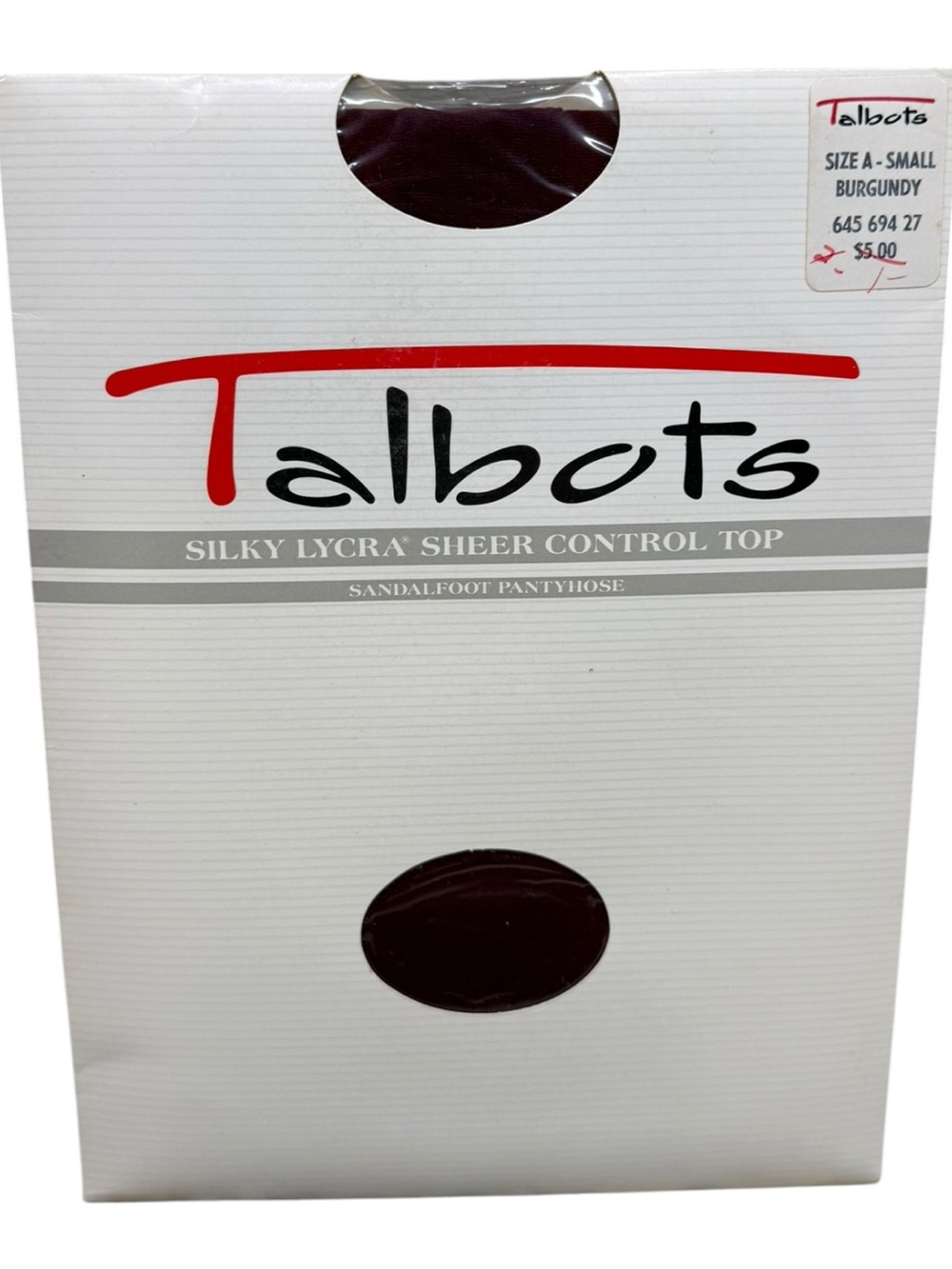 Talbots Silky Sheer Lycra Control Top Pantyhose Size A Burgundy